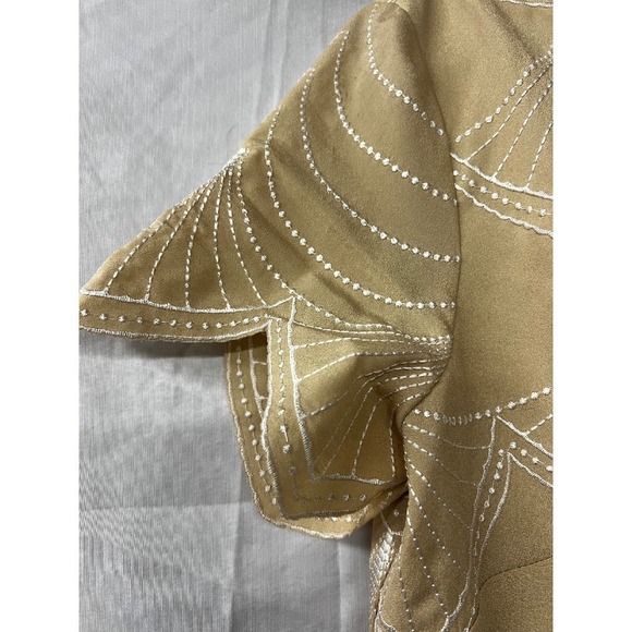 Antonio Melani  Warm Sand Embroidered Scalloped Mini Dress NWT Size 14 - Picture 2 of 6